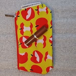 Donald X Clinique yellow makeup bag w Lipstick